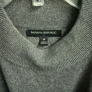 NWT Banana Republic Medium Halter Sweater in Dark Grey w Metallic threads